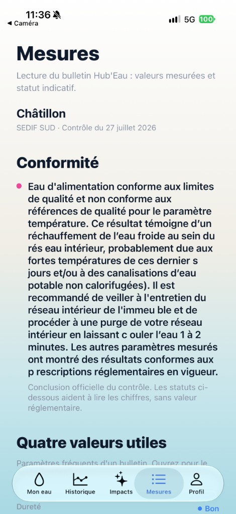Onglet Mesures