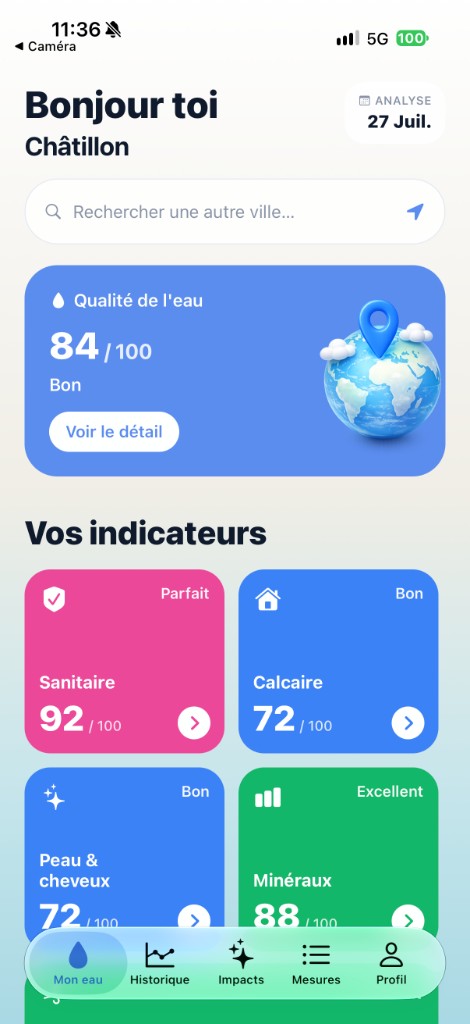 Écran Mon eau de Kalio